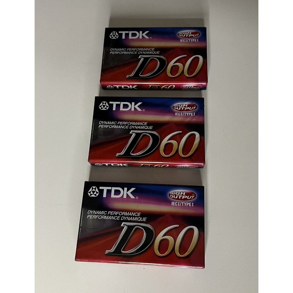 Lot of 3 TDK D60 Blank Audio Cassette Tapes High Output IECI/Type I New Sealed